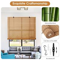 Blackout Natural Privacy Shade Persianas enrollables de bambú inalámbricas Instalación incorporada para ventanas interiores Cortinas enrollables Liso