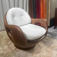 Fauteuil Lounge en Bois Design Nordique, Style Minimaliste Créatif avec Accoudoirs pour se Détendre dans le Salon, Style Scandinave