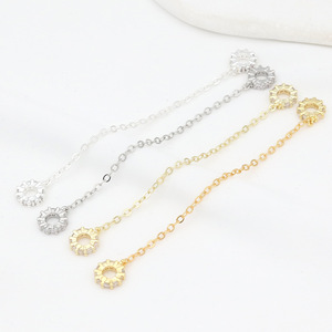 Zircon Encrusted Safety Chain Spacers Round Crystal <b>Beads</b> DIY Jewelry Accessories 18k Gold 14k Gold White Gold Silver GY-206 - Product Image 4