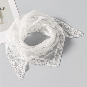 Moda mujer Retro triángulo bandas para el cabello Vintage Triangular pañuelo <span class=keywords><strong>niñas</strong></span> elegante tocado bordado encaje bufanda para el cabello - Product Image 5