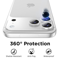 Protection d'objectif d'appareil photo en verre trempé scintillant avec bordure métallique pour iPhone 12 13 14 15 16 17 Pro Max, protection d'objectif 3D antichoc