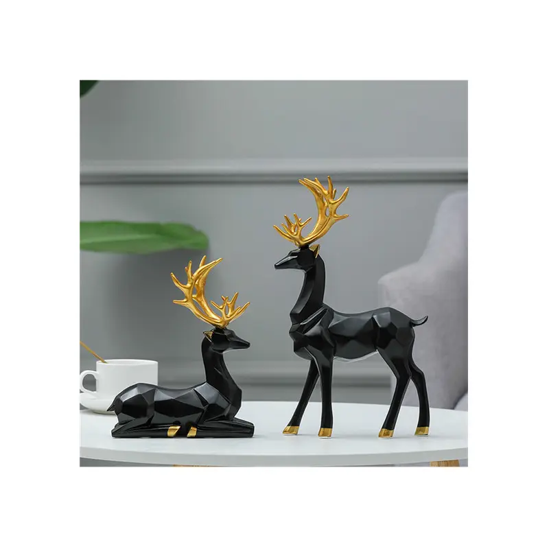 शिल्प nordic शैली क्रिसमस रेin मूर्तिकला युगल हिरण की पुस्तक एंड आलंकारिक मूर्ति घर कार्यालय डेकोर स्वर्ण हिरण हिरण