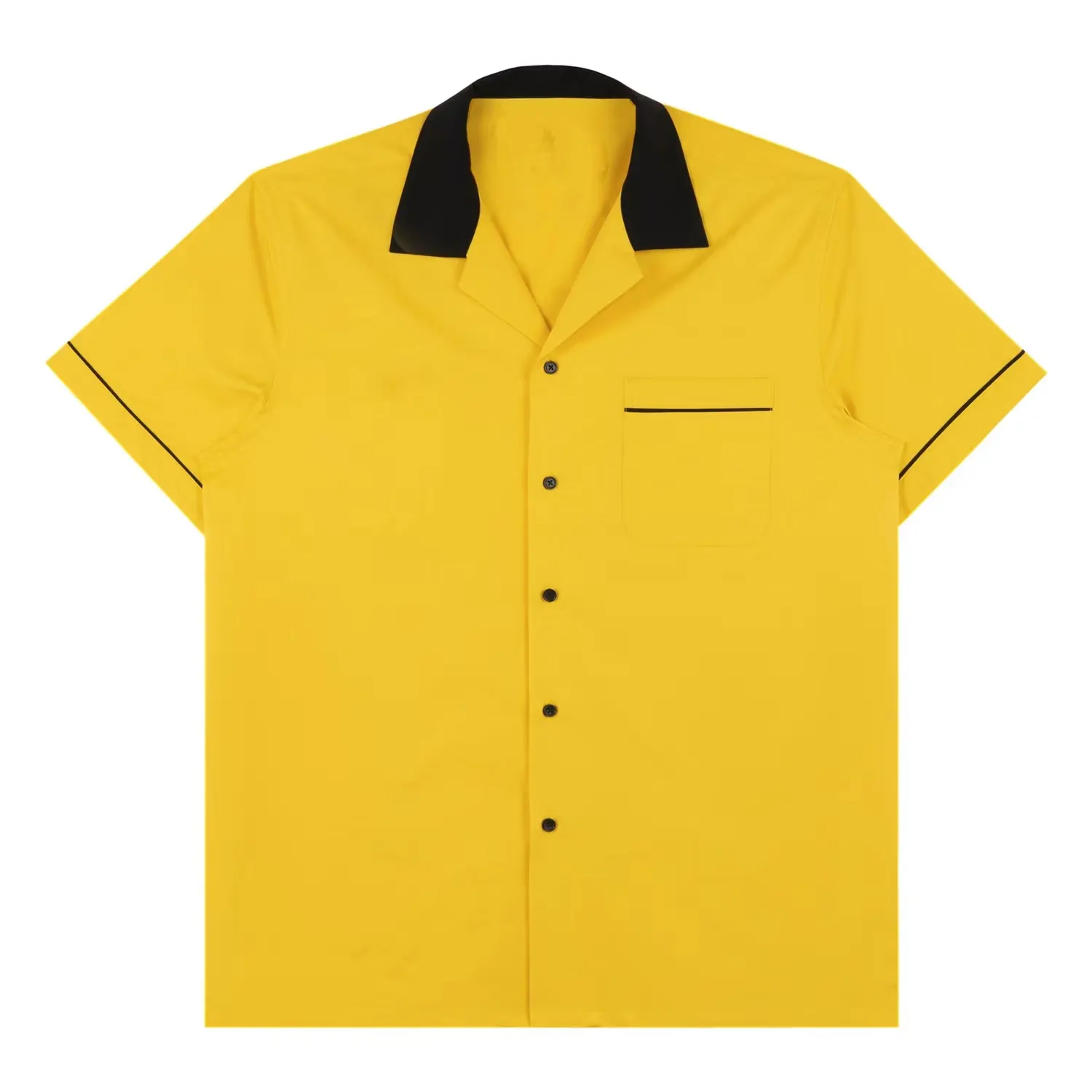 Custom Camp-Collar Button Up Embroidered Plain Bowling Shirts