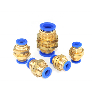 Conector de tubulação de bronze, pm4/6/8/10/12mm, conexão pneumática, conector reto, montagem de um toque