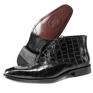 Zapatos Oxford de Piel Genuina Negra con Patrón de Cocodrilo, Punta Puntiaguda, con Cordones, para Oficina y Carrera Profesional, para Todas las Temporadas, con Suela de Goma - Product Image 5