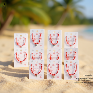 Cavigliera con corda rossa e nodo a sette stelle in acciaio inossidabile per donna, gioiello alla moda - Product Image 3