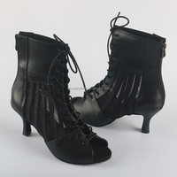Femmes paillettes scintillantes personnalisées talon haut 7.5CM Salsa Jazz chaussures de danse talons bottes de danse latine semelle en daim