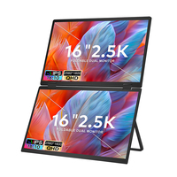 Penjualan Langsung Pabrik Layar Ekstensi 2.5K 16 Inci Monitor Portabel Tiga Layar untuk Laptop Mac dan Windows