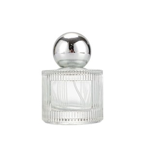 Factory direct stock of 50ml vertical striped perfume bottles with push-<b>button</b> clasp, cosmetic spray dispensers, sample-sized - Product Image 2