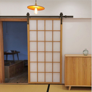Prix pas cher avec <span class=keywords><strong>bûche</strong></span> en verre à carreaux <span class=keywords><strong>porte</strong></span> vintage simple cloison intérieure de style japonais rail de suspension de sécurité <span class=keywords><strong>porte</strong></span> de grange coulissante - Product Image 2