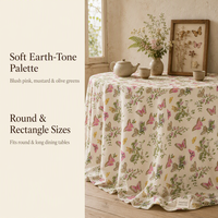 Nappe ronde vintage à imprimé papillon et botanique, couverture de table à manger florale, 305 cm, décoration personnalisée pour la maison, tissu tissé
