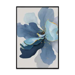 Blaue Tinte Stil Blumenmalerei Luxus Kristall Porzellan gedruckt Kunst Bild für Wohnzimmer Schlafzimmer Dekor