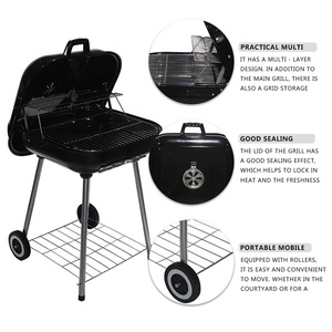 محمولة مع غطاء في الهواء الطلق مع عجلات فحم فحم محمول لحديقة التخييم - Product Image 3