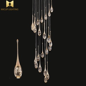 Lampadario girante di cristallo moderno della scala <span class=keywords><strong>per</strong></span> la casa con l'alta goccia di pioggia di lusso del soffitto ha condotto il lampadario <span class=keywords><strong>per</strong></span> l'entrata dell'hotel - Product Image 3