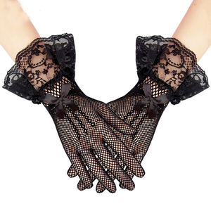 HZS-23013 femmes noir <span class=keywords><strong>blanc</strong></span> été conduite mode dentelle gants doigt complet filles mariée maille résille gants - Product Image 1