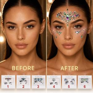 <span class=keywords><strong>Gioielli</strong></span> per il Viso, Adesivi con Strass Autoadesivi, Cristalli per la Fronte, Adesivi per Trucco Corpo per Feste e Festival - Product Image 1