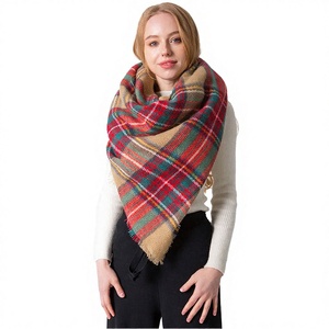 Poncho long en laine respirante pour filles, style color block, avec franges, pour l'hiver - Product Image 1