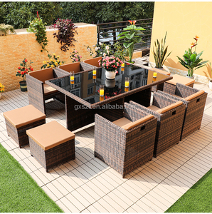 طاولة وكرسي من الخيزران الهندي بتصميم مشهور ، طقم نسج من الأثاث الخارجي - Product Image 2