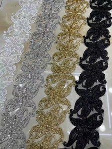 Garniture en dentelle de mariée florale blanche/dernière broderie garniture en dentelle Rose haute qualité broderie lait soie accessoires de vêtement venise <span class=keywords><strong>Fa</strong></span> - Product Image 2