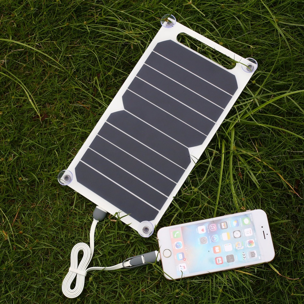 Panel de carga Solar plegable, batería integrada de 5000 mAh, cargador Solar USB plegable portátil de 6W para iPhone