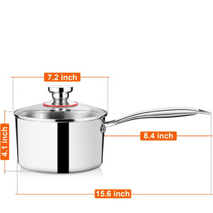 Casserole en acier inoxydable avec couvercle en verre, ensemble de cuisine durable 18/10 pour usage en cuisine - Product Image 2