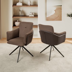 Modern 360 Swivel Home Office <b>Desk</b> Chairs Set of 2 Dining Chairs with Arm Upholstered Bedroom Chairs Metal Base Eco-Friendly - Product Image 2