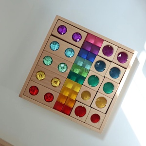 Bloques de construcción de madera acrílica con gemas de arcoíris, caleidoscopio, cubos de Lucite, juguetes sensoriales, gran tamaño, 35 piezas - Product Image 5