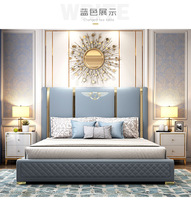 Italien de luxe en bois accueil chambre ensemble de meubles Américain style Offre Spéciale adulte de stockage double king size queen lit en cuir