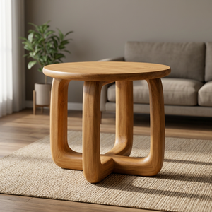 Modern Scandinavian <b>Solid</b> Teak <b>Wood</b> <b>Dining</b> <b>Table</b> | Handcrafted Eco-Friendly Durable Waterproof Premium Sculptural Loop for Hotel - Product Image 4