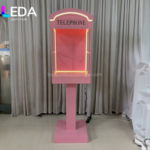 LEDA Hot Pink Led Telephone Booth Photo Booth <b>Wedding</b> Backdrop Romantic Bridal Shower <b>Prop</b> <b>Wedding</b> Party Reception Event Decor - Product Image 2