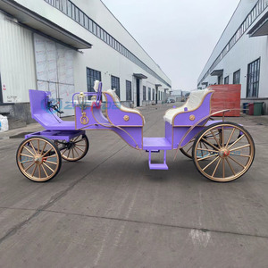 Élégante calèche de tourisme pour mariage, calèche électrique convertible à 4 roues de style européen, couleur violette, tirée par des chevaux - Product Image 5