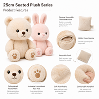 Peluche assise de 25 cm, ours, lapin, chat, chiot en coton PP, cadeau mignon et décoratif