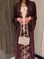 Abaya ouverte Mexizo personnalisée en dentelle délicate, style cardigan, pour femmes musulmanes, mode islamique modeste de Dubaï, vêtement d'extérieur