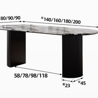 Table à manger en pierre frittée avec base en bois massif, style Mid-Century Modern, taille personnalisée, vente en gros