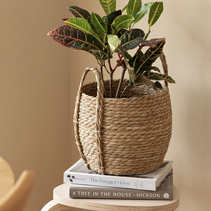 Rattan Woven Flower <b>Basket</b> <b>Large</b> Size With Handles Eco Friendly Bowl Shape For Living Room And Balcony Decor - Product Image 1
