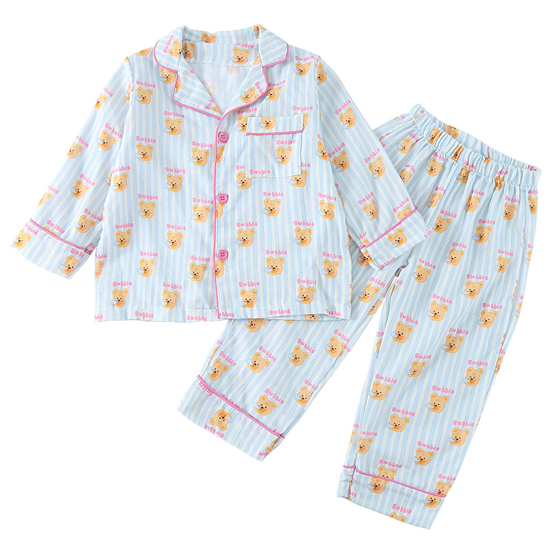 ZFBOZS - Pijamas para niños de talla 6, ropa de algodón para niños, ropa de dormir de manga larga, juego de 4 piezas, 6T (5-6 años), Azul, Verde