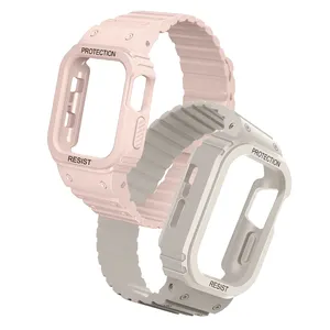 RYB Capa Protetora Rugged Silicone Wrist Strap para Apple Watch Ultra 49mm 45mm 41mmport Rubber Armband Belt Para I Watch