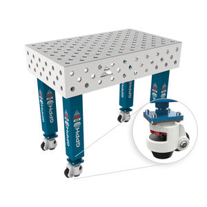 Banco de soldadura con ruedas SteelMax INOX GPPH 1x0,6 Mt espesor 15mm, 28mm agujeros rejilla diagonal - Product Image 1