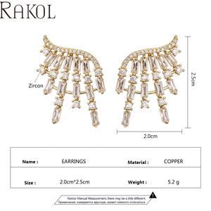 RAKOL EP5347 Zircon cubique en vrac Bijoux de mariage de mode Boucles d'oreilles pour femmes en forme d'aile quotidiennes - Product Image 2