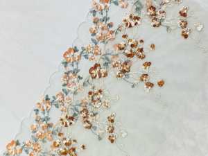 New Hot Tulle <strong>Laces</strong> <strong>Orange</strong> Green Flower Embroidery Mesh <strong>Fabric</strong> for Women Dress Lingerie - Product Image 5