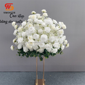 Suave tamaño personalizado gran rosa blanca bolas de flores de eucalipto centro de mesa Gypsophila Bola de flores artificiales de precio inferior - Product Image 6