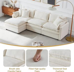 โซฟาโมดูลาร์แบบคลาวด์พร้อมออตโตมัน 4 ที่นั่ง สำหรับบ้าน อพาร์ทเม้นท์ ขายส่งจำนวนมาก - Product Image 4