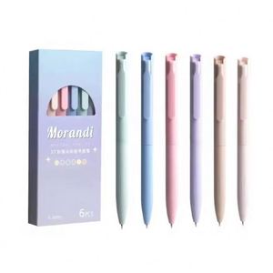 6Pcs/box Cute Candy Morandi <b>Colored</b> Ink Fine Soft Feel Office School Colorful Stationery Customize 0.5mm Ballpoint Gel <b>Pen</b> Set - Product Image 5