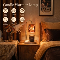 Lampe chauffe-bougie électrique sans flamme à hauteur réglable, abat-jour en verre ambré, base en bois, pour chambre et décoration intérieure – Vente directe usine