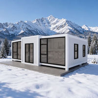 Maison conteneur blanche extensible 20ft 40ft, maison préfabriquée modulaire pliable, cabane moderne avec verre panoramique