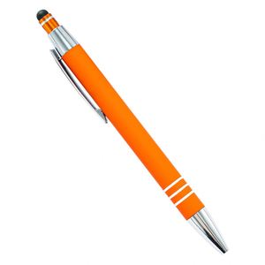 Stylo à bille en caoutchouc à pression pour écran tactile mobile, stylo d'écriture manuscrite, impression de logo, stylo à corps en aluminium - Product Image 5