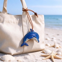Breloque de sac Dauphin en cuir véritable fait main, porte-clés 3D mignon, pendentif animal marin pour sac à dos, rétroviseur de voiture, décoration intérieure, cadeau