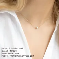 Collier ras du cou classique EManco en acier inoxydable avec perles imitées et chaîne en corde pour femme, plaqué or 14 carats, vente directe d'usine