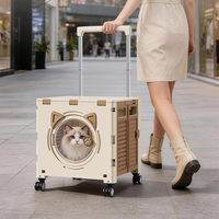 Poussette pliable transparente pour animaux de compagnie, pour petits chiens et chats, chariot de transport et de rangement avec roues détachables
