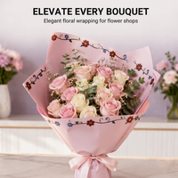 Papier d'emballage pour fleurs en PE double face imperméable, effet photo, pour bouquets de roses, élégant, fournitures pour fleuristes